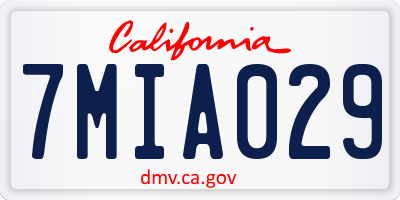 CA license plate 7MIA029