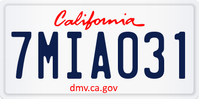 CA license plate 7MIA031