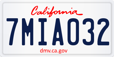 CA license plate 7MIA032
