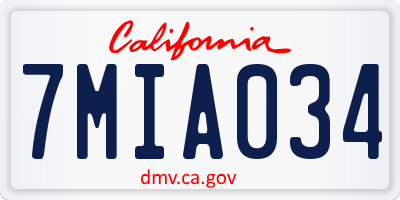 CA license plate 7MIA034
