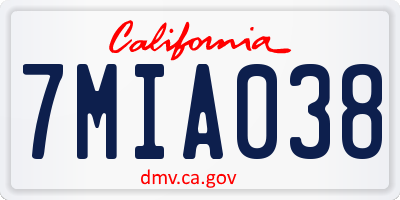 CA license plate 7MIA038