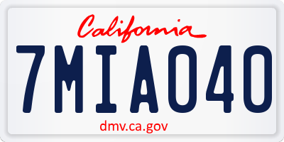 CA license plate 7MIA040