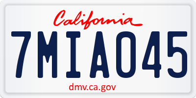 CA license plate 7MIA045
