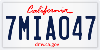 CA license plate 7MIA047