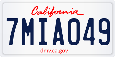CA license plate 7MIA049