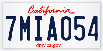CA license plate 7MIA054