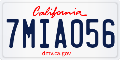 CA license plate 7MIA056