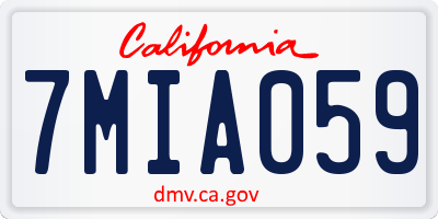 CA license plate 7MIA059