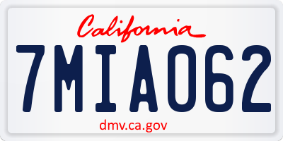 CA license plate 7MIA062