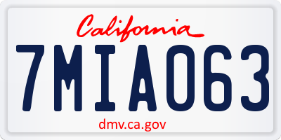 CA license plate 7MIA063