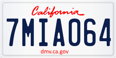 CA license plate 7MIA064