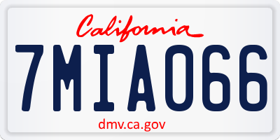 CA license plate 7MIA066