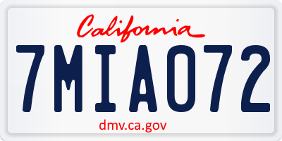 CA license plate 7MIA072