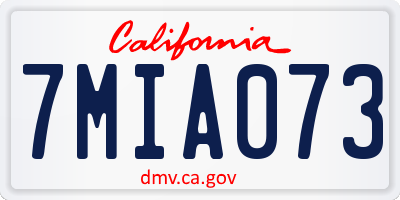 CA license plate 7MIA073