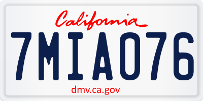 CA license plate 7MIA076