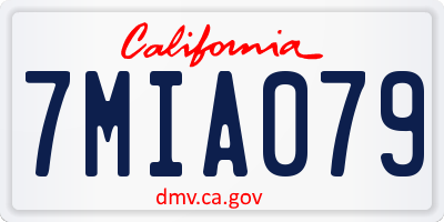 CA license plate 7MIA079