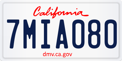 CA license plate 7MIA080