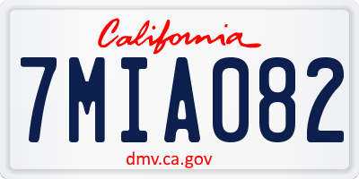 CA license plate 7MIA082