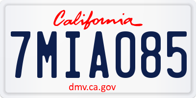 CA license plate 7MIA085