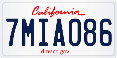 CA license plate 7MIA086