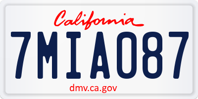 CA license plate 7MIA087