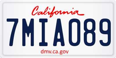 CA license plate 7MIA089