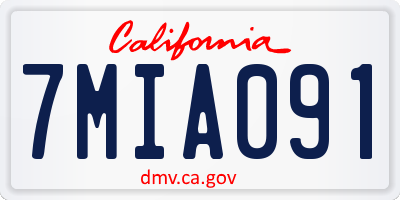 CA license plate 7MIA091