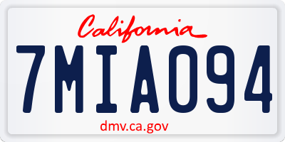 CA license plate 7MIA094