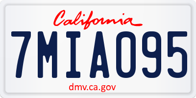 CA license plate 7MIA095