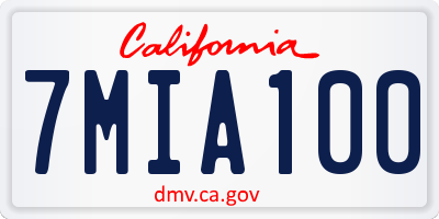 CA license plate 7MIA100