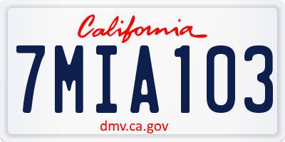 CA license plate 7MIA103