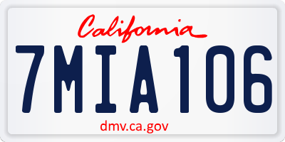 CA license plate 7MIA106