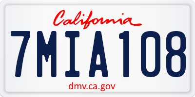 CA license plate 7MIA108