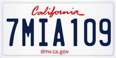 CA license plate 7MIA109