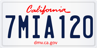 CA license plate 7MIA120