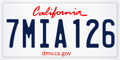 CA license plate 7MIA126