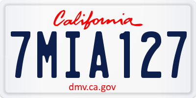CA license plate 7MIA127