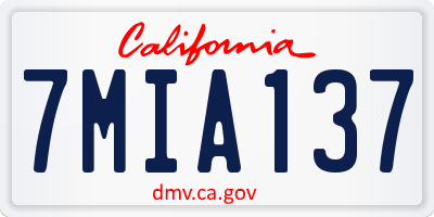 CA license plate 7MIA137
