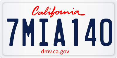 CA license plate 7MIA140