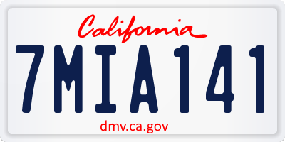 CA license plate 7MIA141