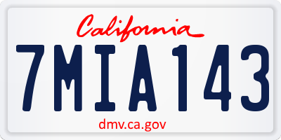 CA license plate 7MIA143