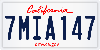 CA license plate 7MIA147