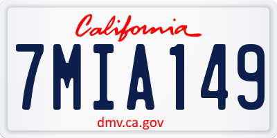 CA license plate 7MIA149