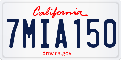 CA license plate 7MIA150