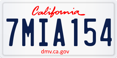 CA license plate 7MIA154