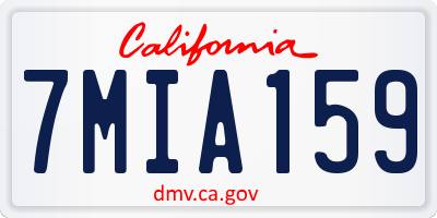 CA license plate 7MIA159