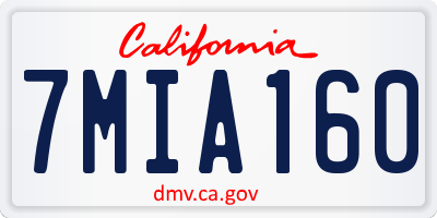CA license plate 7MIA160