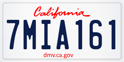 CA license plate 7MIA161