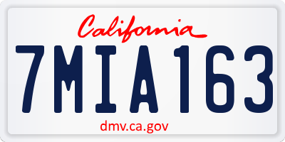 CA license plate 7MIA163