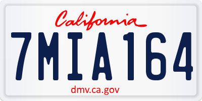 CA license plate 7MIA164